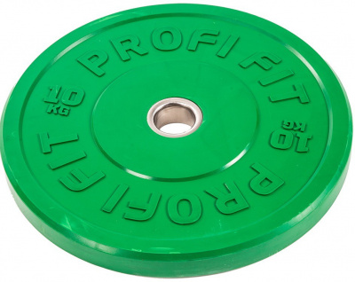 Диск для штанги каучуковый, цветной, d51 10кг Profi-Fit