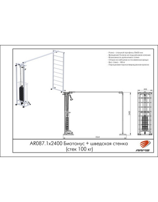 Кроссовер ARMS Биотонус 100 кг + шведская стенка AR087.1x2400