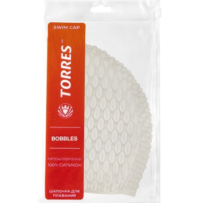 Шапочка для плавания Torres Bobbles, силикон SW-12204WH белый