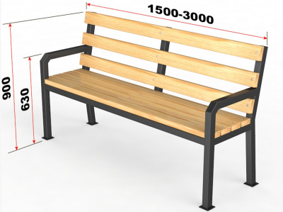 Уличная скамейка со спинкой  Дача, длина 2500 мм 14.6.600-2500