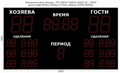 Табло для хоккея Импульс 750-D50x4-D35x5-L6xD21x5