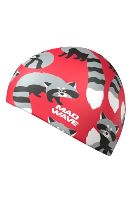 Юниорская силиконовая шапочка Mad Wave Raсcoons M0574 22 1 00W красный