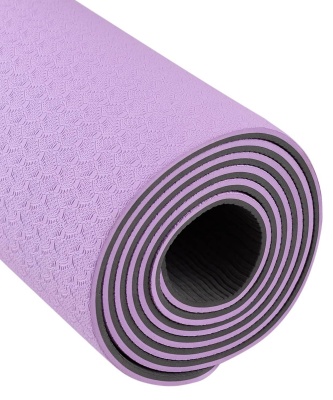 Коврик для йоги и фитнеса 183x61x0,6см Star Fit TPE FM-201 фиолетовый пастель\серый