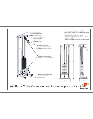 Реабилитационный тренажер AR083.1х75 ARMS (стек 75 кг) | Premium Fitness