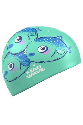 Юниорская силиконовая шапочка Mad Wave Fugu fish M0574 23 0 00W Голубой