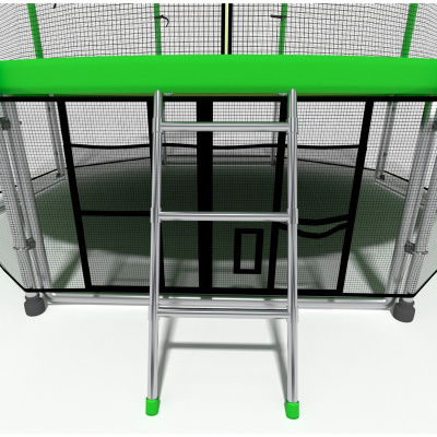 Батут i-Jump Classic Basket 8FT 244 см с нижней сетью и лестницей зеленый