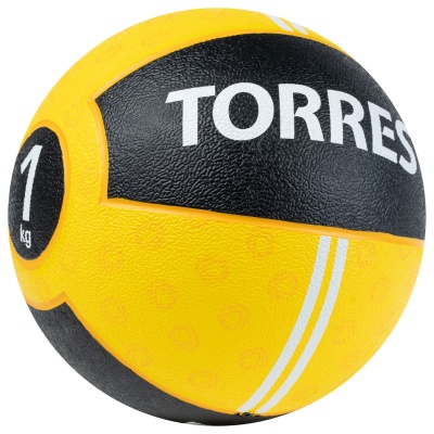Медбол 1кг, d19,5см, резина Torres AL00231 желто-черный