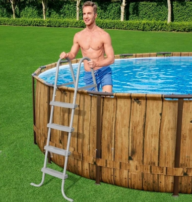 Каркасный бассейн 549x122см Bestway Power Steel Swim Vista Series 56977 под дерево, (комплект) 54927